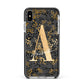 Personalised Grey Gold Cheetah Apple iPhone Xs Max Impact Case Black Edge on Silver Phone