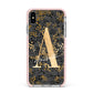 Personalised Grey Gold Cheetah Apple iPhone Xs Max Impact Case Pink Edge on Silver Phone