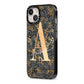 Personalised Grey Gold Cheetah iPhone 13 Black Impact Case Side Angle on Silver phone