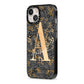 Personalised Grey Gold Cheetah iPhone 13 Black Impact Case Side Angle on Silver phone