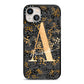 Personalised Grey Gold Cheetah iPhone 13 Black Impact Case on Silver phone
