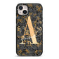 Personalised Grey Gold Cheetah iPhone 14 Plus Black Impact Case on Silver phone