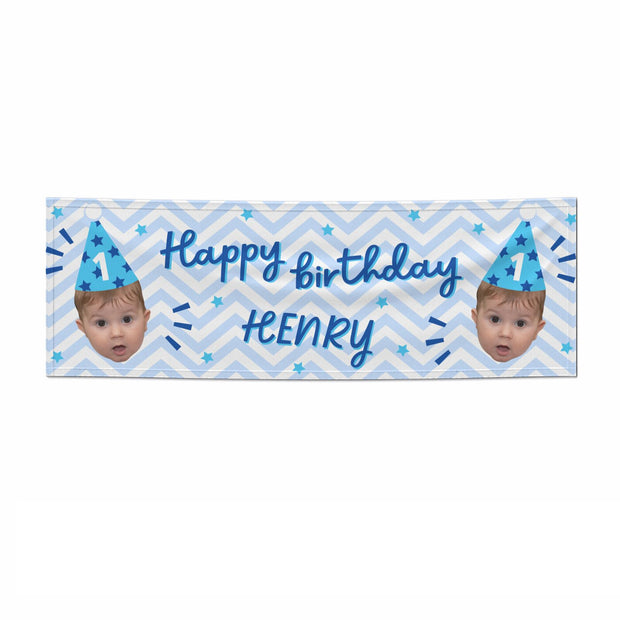 Personalised Happy Birthday Face 3x1 Paper Banner