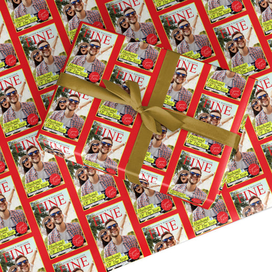Personalised Husband Magazine Cover Photo Custom Wrapping Paper