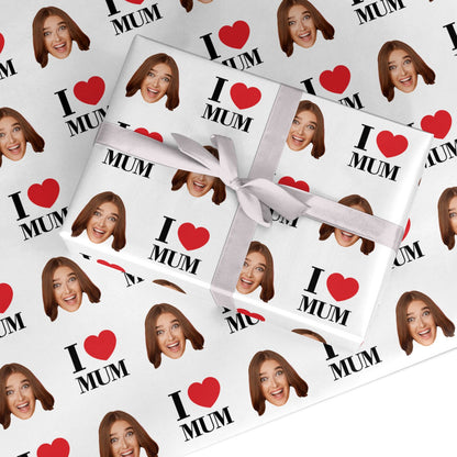 Personalised I Love Mum Photo Design Custom Wrapping Paper
