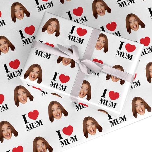 Personalised I Love Mum Photo Design Custom Wrapping Paper