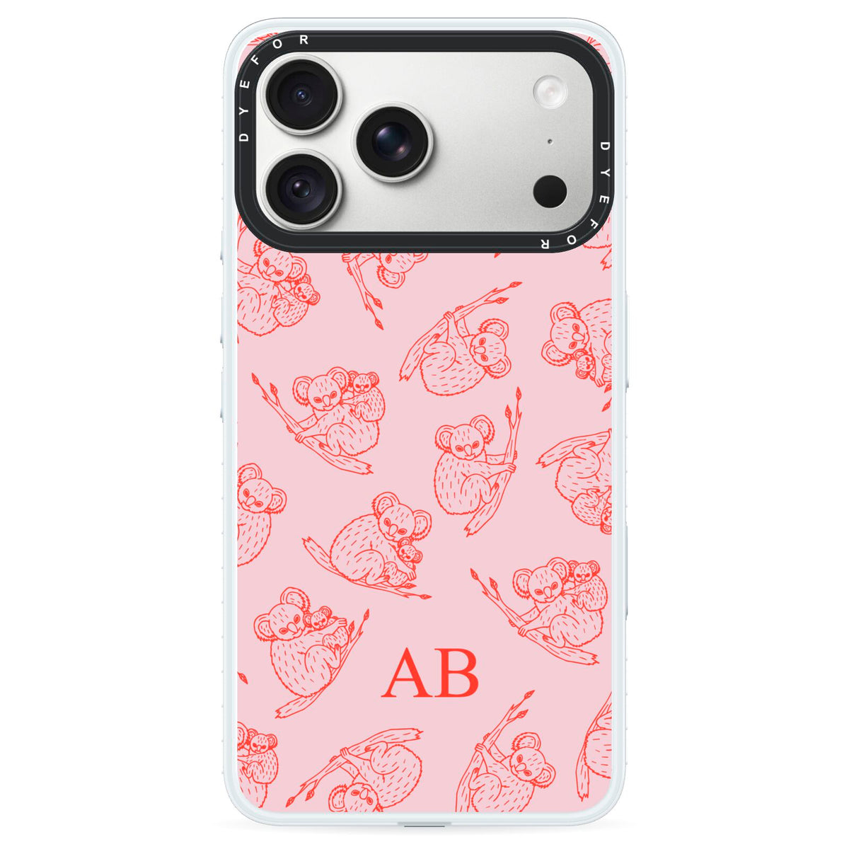 Personalised Koala iPhone 18 Pro Black Impact Pre order Case on Silver phone