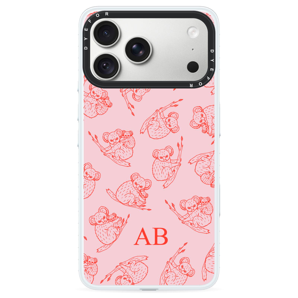 Personalised Koala iPhone 18 Pro Max Black Impact Pre order Case on Silver phone