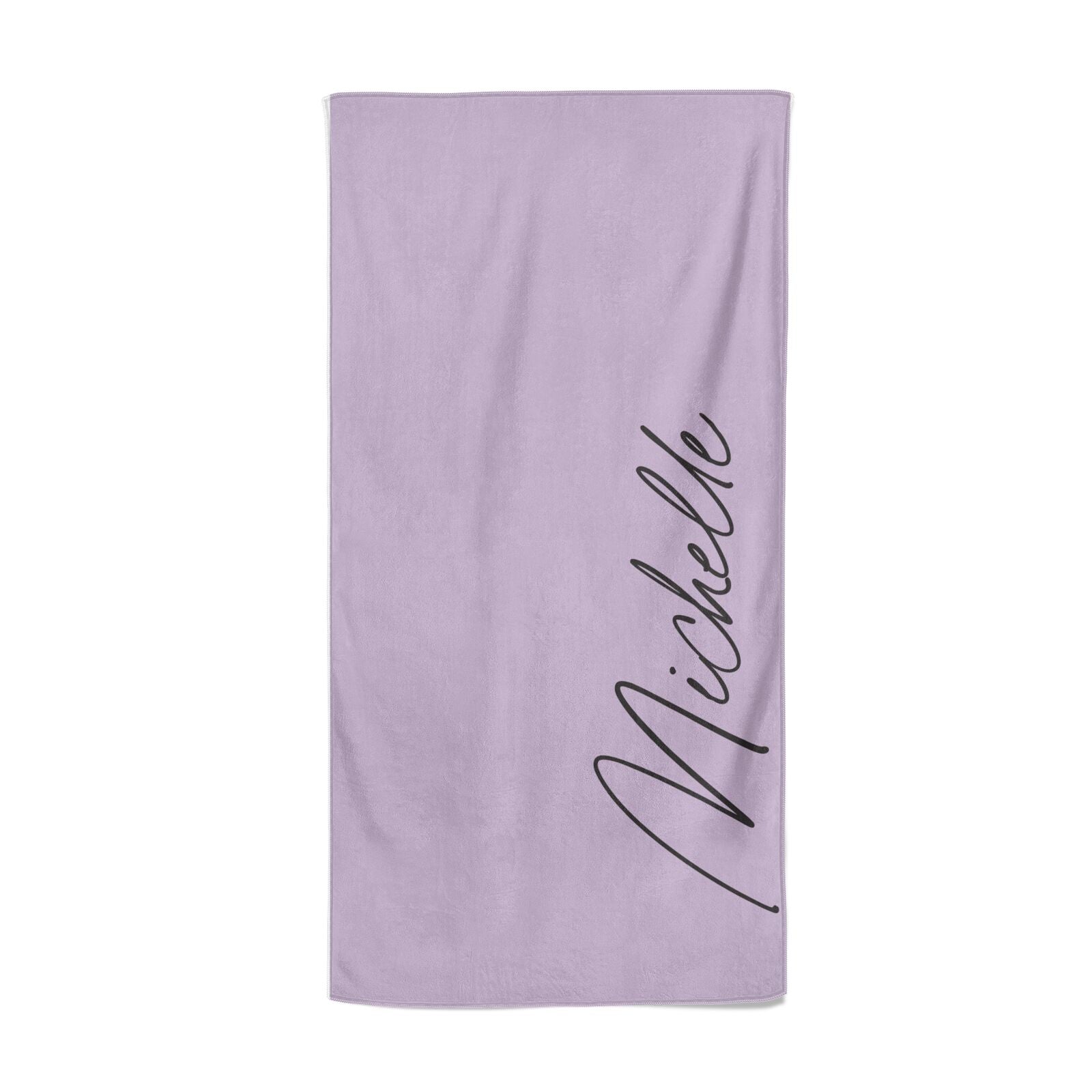 Personalised Lavender Script Name Design Beach Towel