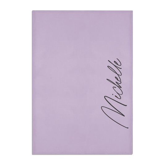 Personalised Lavender Script Name Design Cotton Tea Towel