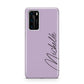 Personalised Lavender Script Name Design Huawei P40 Phone Case