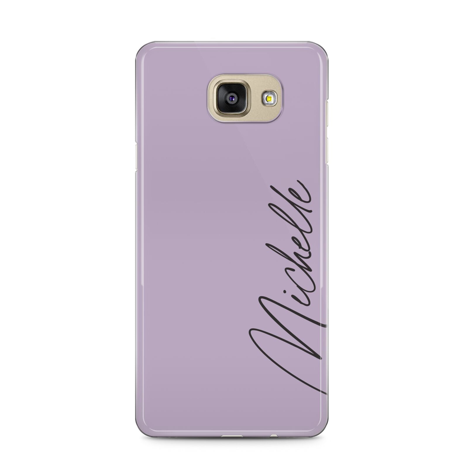 Personalised Lavender Script Name Design Samsung Galaxy A5 2016 Case on gold phone