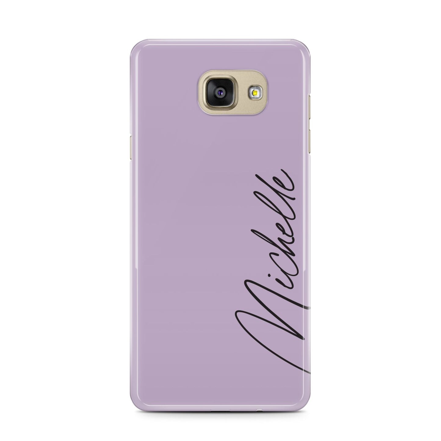Personalised Lavender Script Name Design Samsung Galaxy A7 2016 Case on gold phone