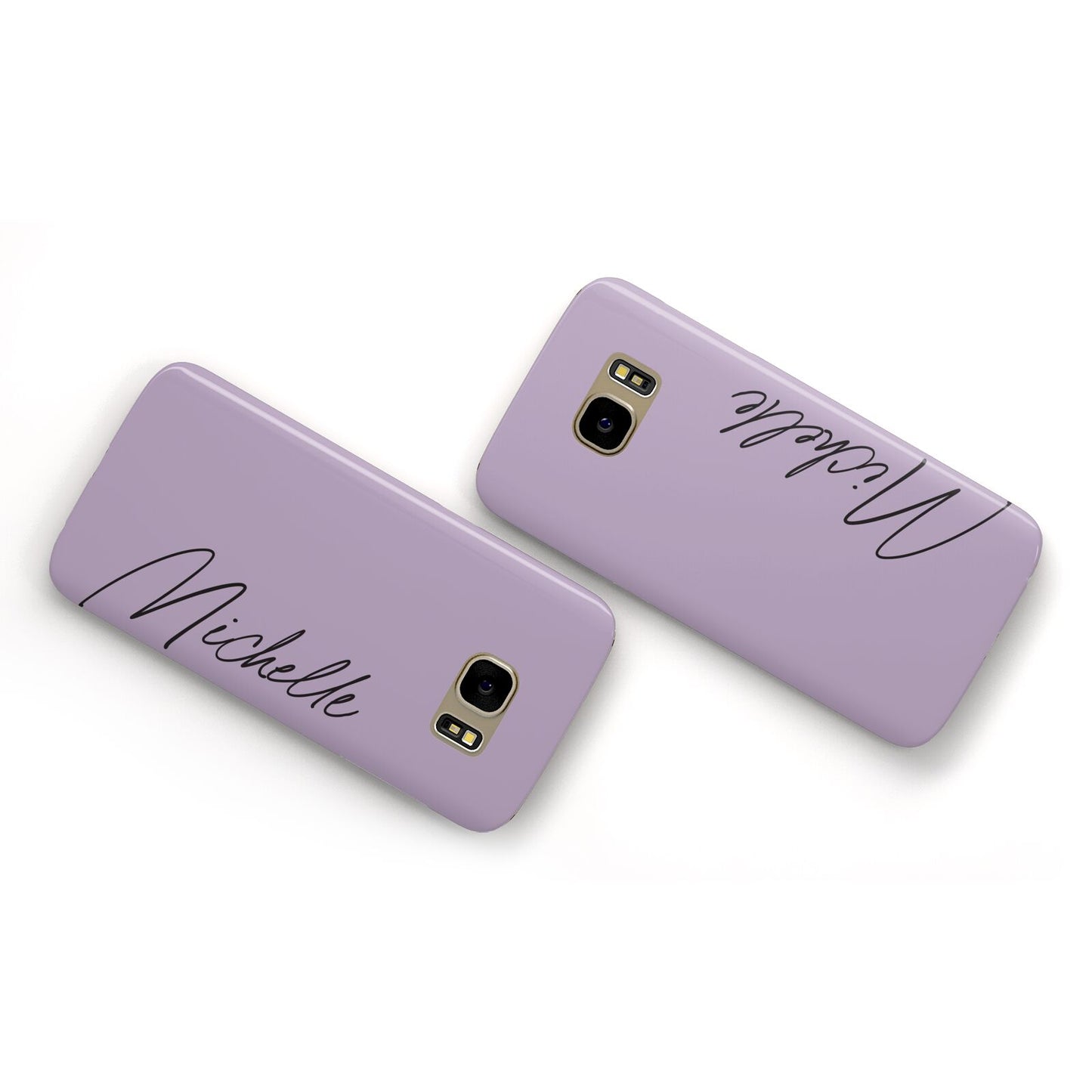 Personalised Lavender Script Name Design Samsung Galaxy Case Flat Overview