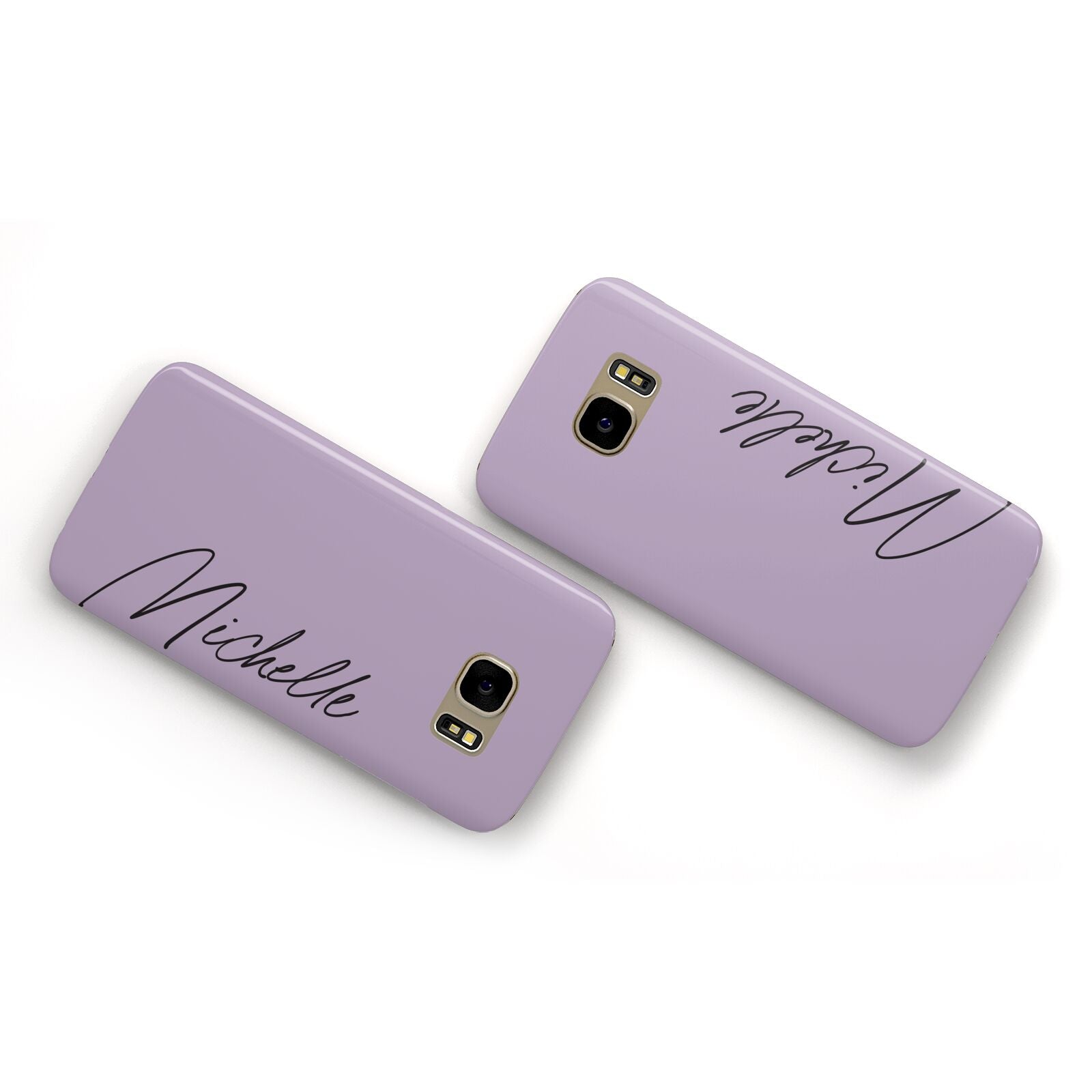 Personalised Lavender Script Name Design Samsung Galaxy Case Flat Overview