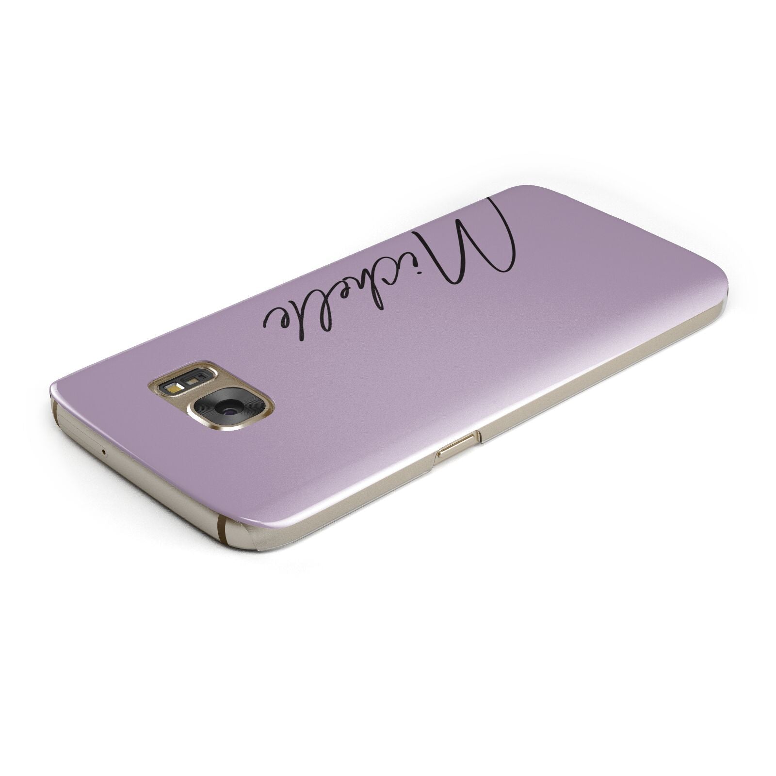 Personalised Lavender Script Name Design Samsung Galaxy Case Top Cutout