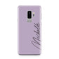 Personalised Lavender Script Name Design Samsung Galaxy S9 Plus Case on Silver phone