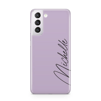 Personalised Lavender Script Name Design Samsung S21 Case