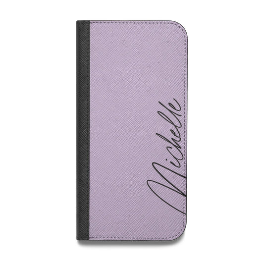 Personalised Lavender Script Name Design Vegan Leather Flip iPhone Case