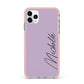Personalised Lavender Script Name Design iPhone 11 Pro Max Impact Pink Edge Case