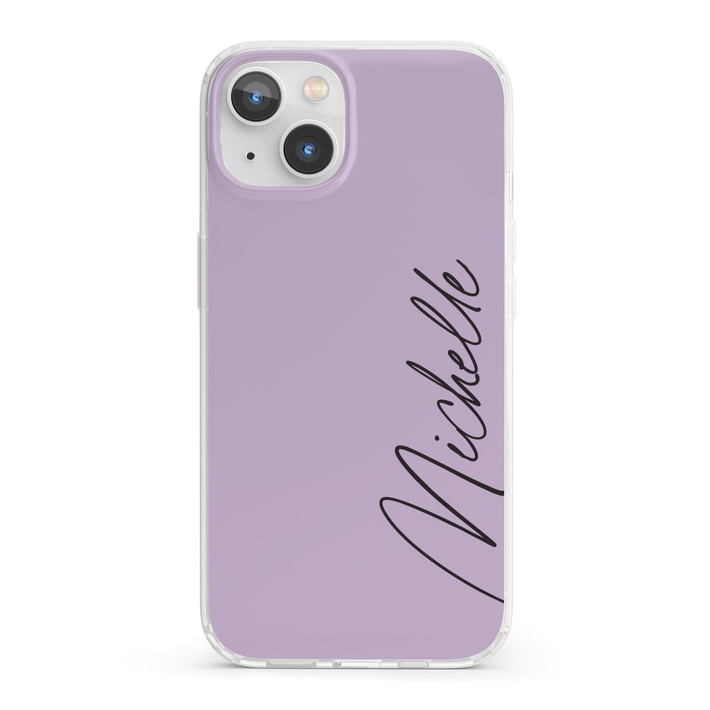 Personalised Lavender Script Name Design iPhone 13 Clear Bumper Case