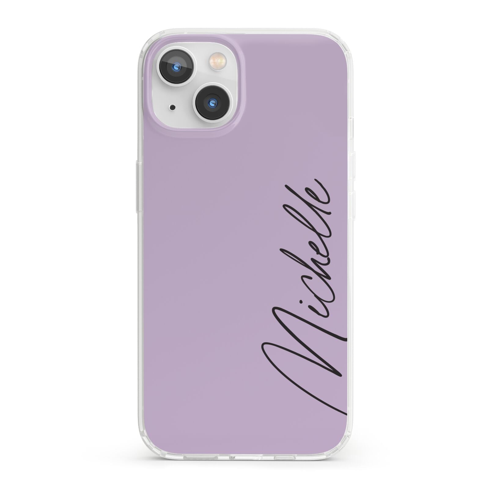 Personalised Lavender Script Name Design iPhone 13 Clear Bumper Case