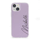 Personalised Lavender Script Name Design iPhone 13 Mini Clear Bumper Case