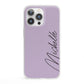 Personalised Lavender Script Name Design iPhone 13 Pro Clear Bumper Case