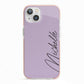 Personalised Lavender Script Name Design iPhone 13 TPU Impact Case with Pink Edges