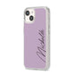 Personalised Lavender Script Name Design iPhone 14 Clear Tough Case Starlight Angled Image