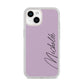 Personalised Lavender Script Name Design iPhone 14 Clear Tough Case Starlight