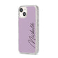Personalised Lavender Script Name Design iPhone 14 Glitter Tough Case Starlight Angled Image