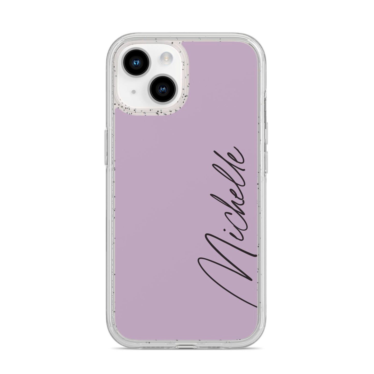 Personalised Lavender Script Name Design iPhone 14 Glitter Tough Case Starlight