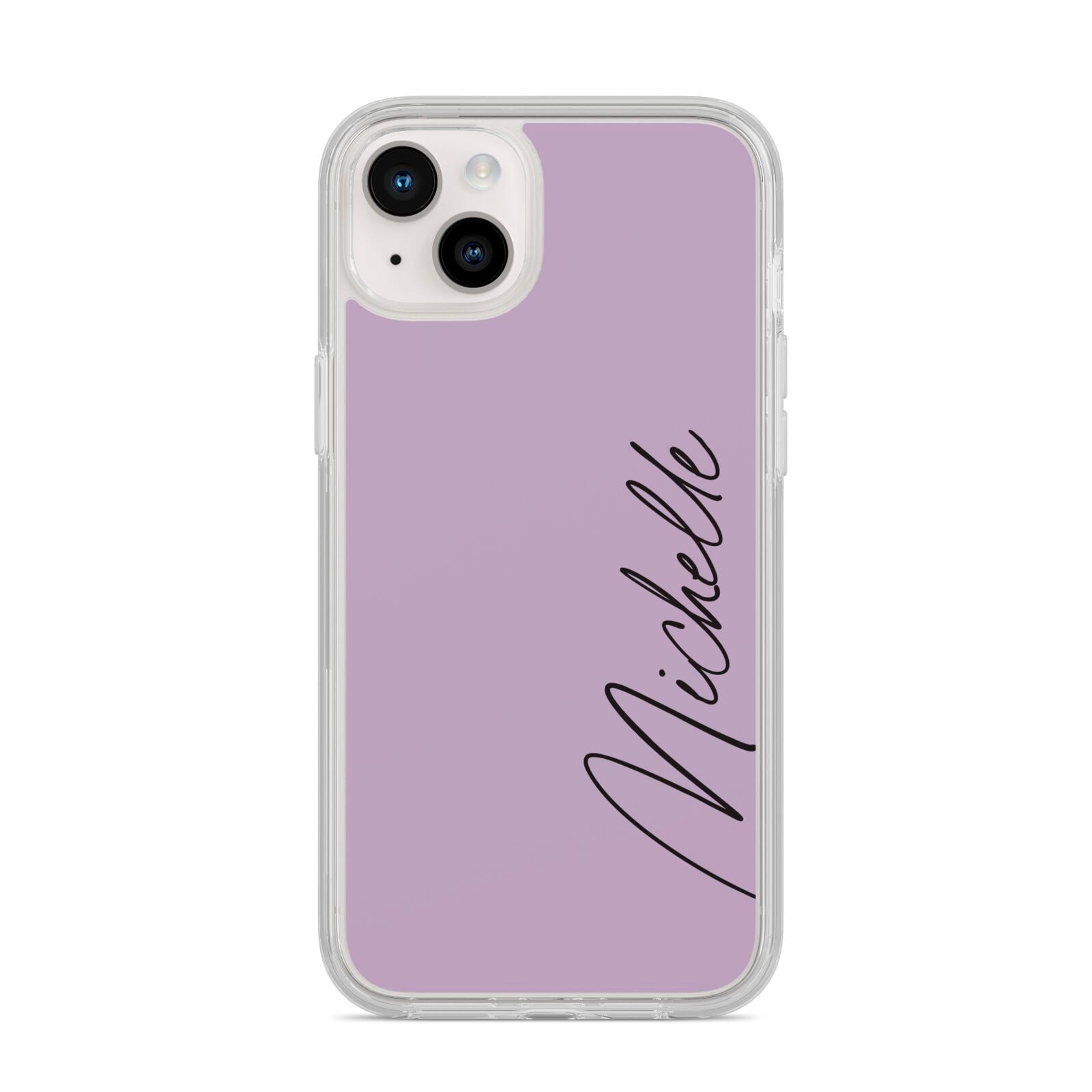 Personalised Lavender Script Name Design iPhone 14 Plus Clear Tough Case Starlight