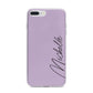 Personalised Lavender Script Name Design iPhone 7 Plus Bumper Case on Silver iPhone