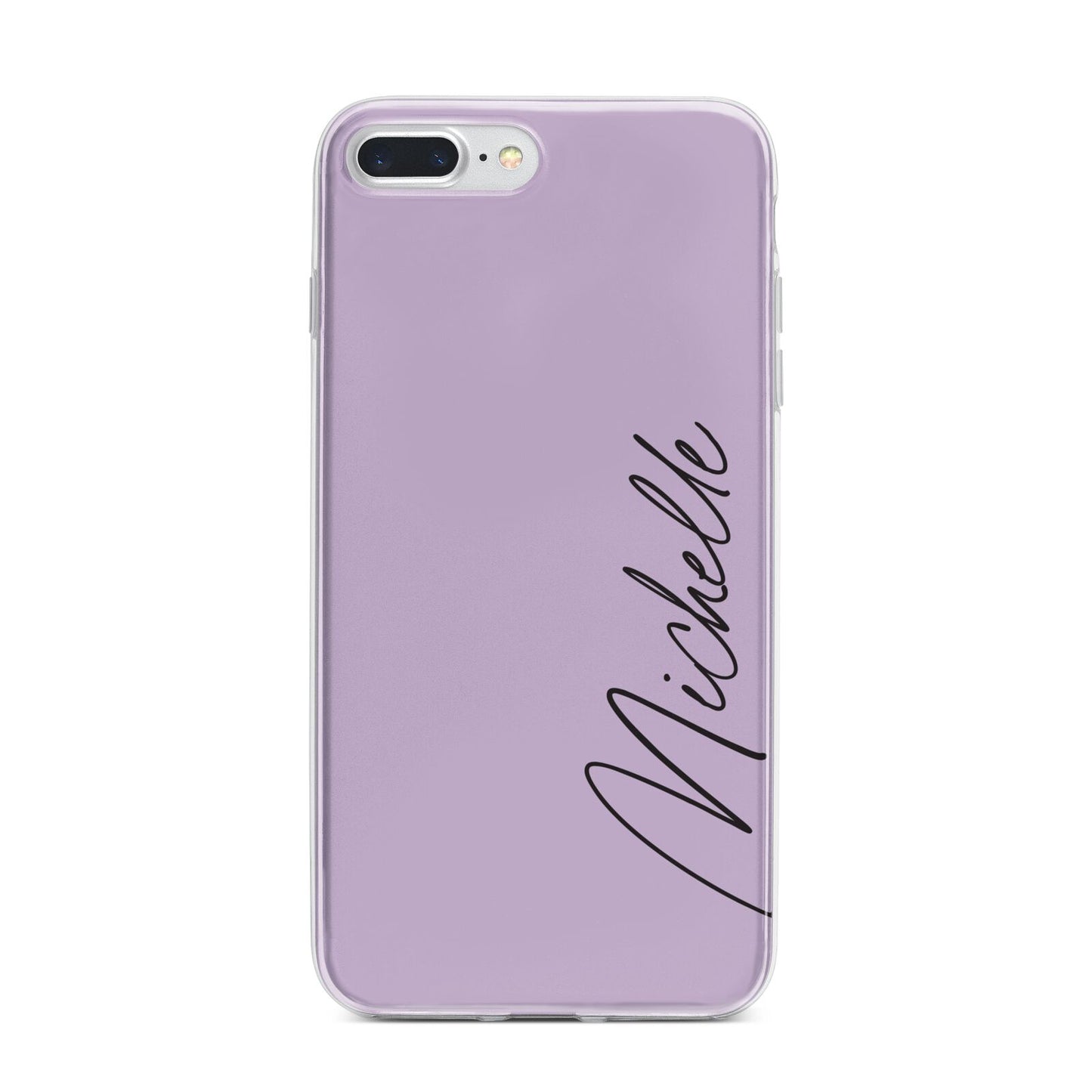 Personalised Lavender Script Name Design iPhone 7 Plus Bumper Case on Silver iPhone