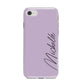 Personalised Lavender Script Name Design iPhone 8 Bumper Case on Silver iPhone