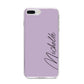 Personalised Lavender Script Name Design iPhone 8 Plus Bumper Case on Silver iPhone