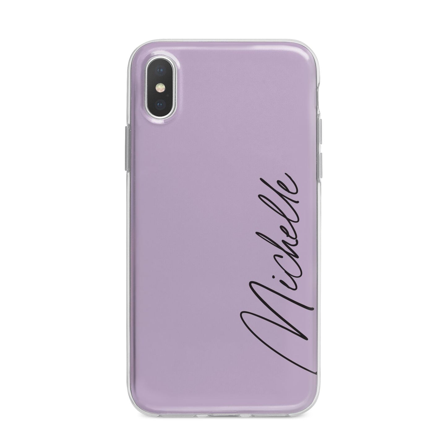 Personalised Lavender Script Name Design iPhone X Bumper Case on Silver iPhone Alternative Image 1