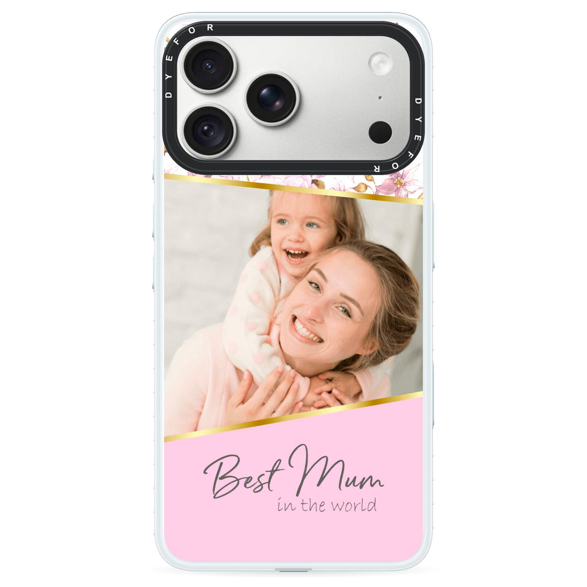 Personalised Love You Mum iPhone 18 Pro Black Impact Pre order Case on Silver phone