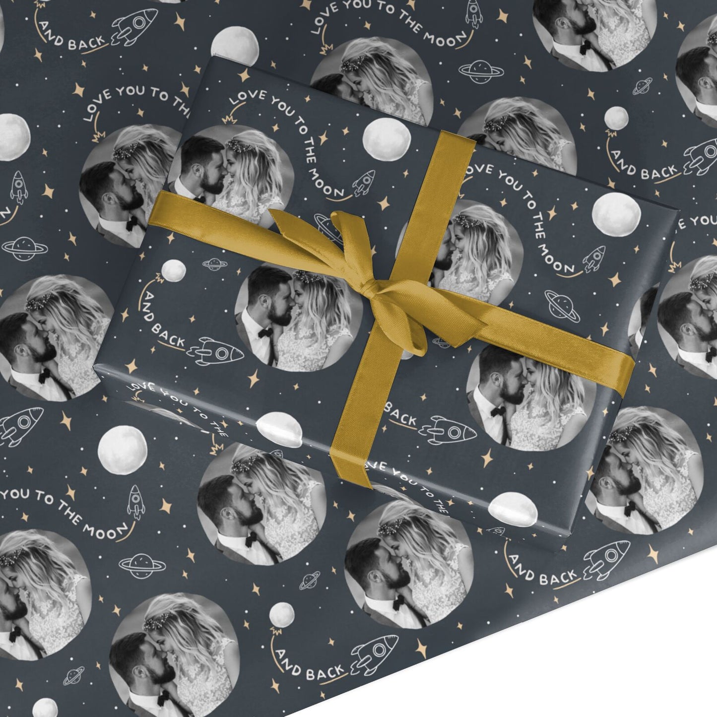 Personalised Love You to the Moon Photo Pattern Custom Wrapping Paper