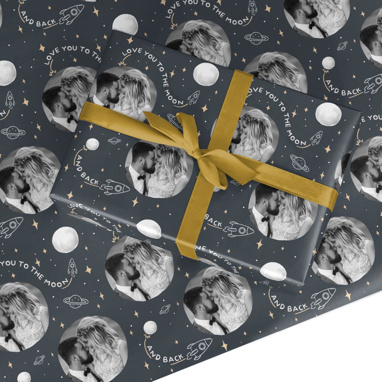 Personalised Love You to the Moon Photo Pattern Custom Wrapping Paper