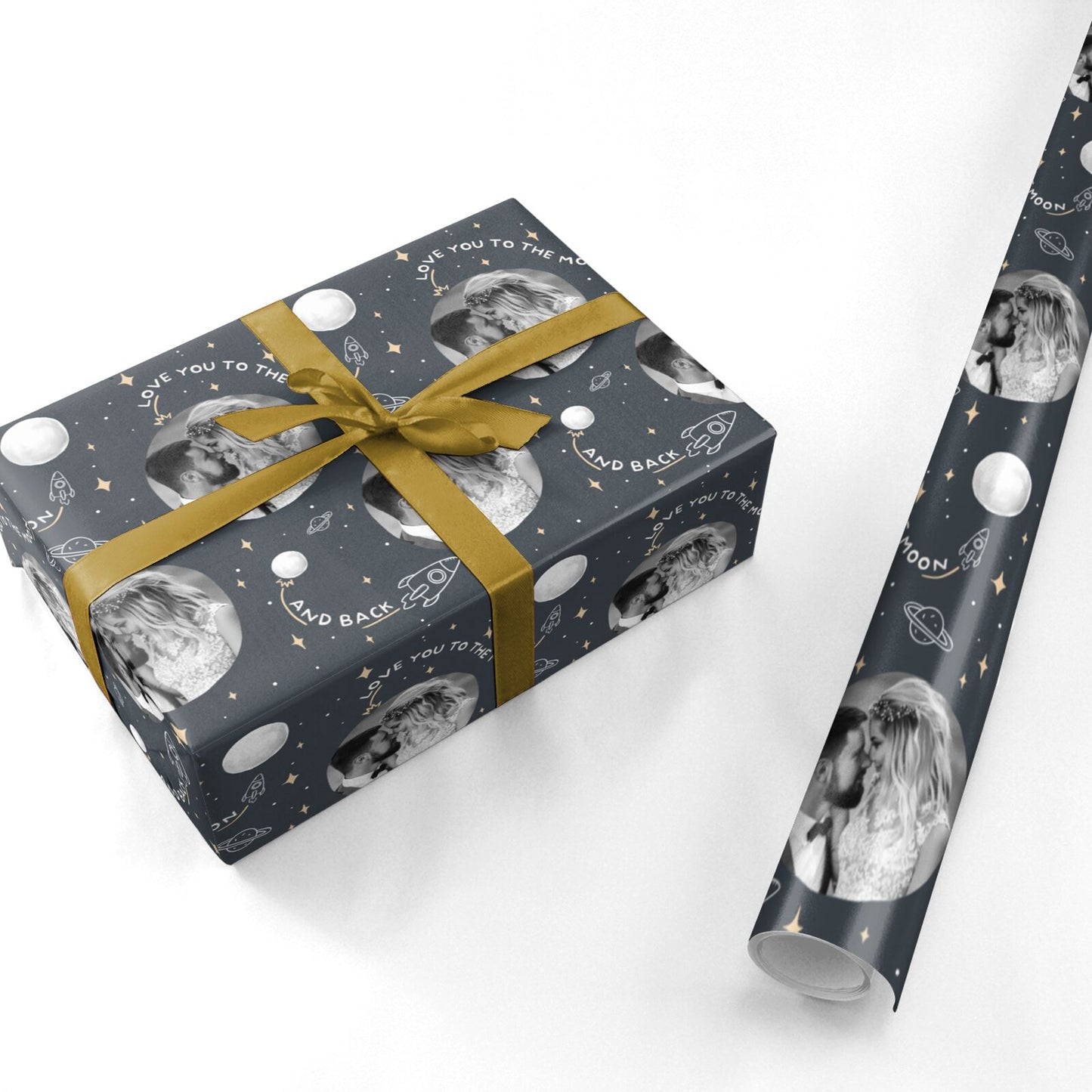 Personalised Love You to the Moon Photo Pattern Personalised Wrapping Paper