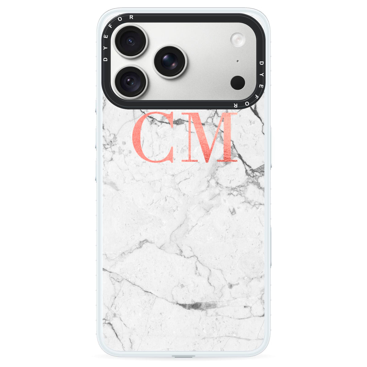 Personalised Marble Initial Rose Gold iPhone 18 Pro Black Impact Pre order Case on Silver phone