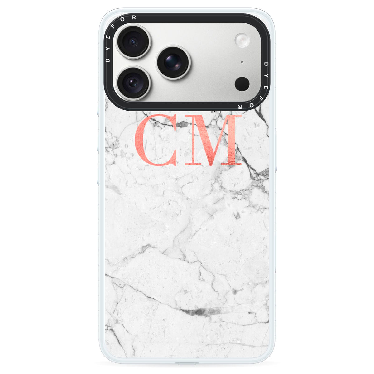 Personalised Marble Initial Rose Gold iPhone 18 Pro Max Black Impact Pre order Case on Silver phone