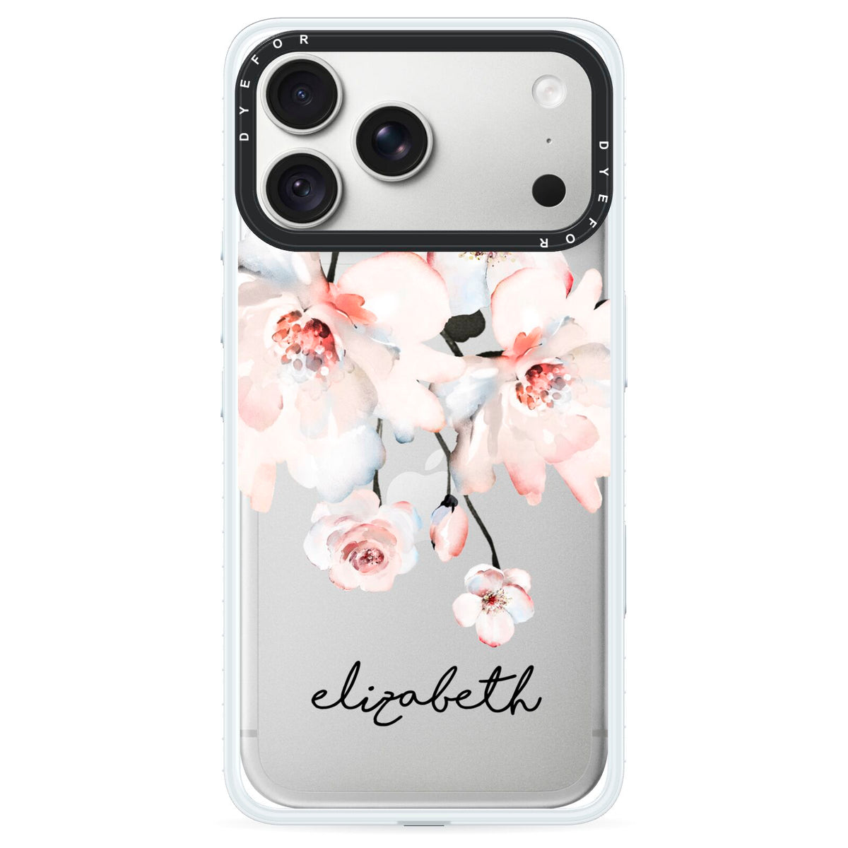 Personalised Name Roses Watercolour iPhone 18 Pro Max Black Impact Pre order Case on Silver phone