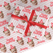 Personalised Photo Birthday Party Hat Custom Wrapping Paper