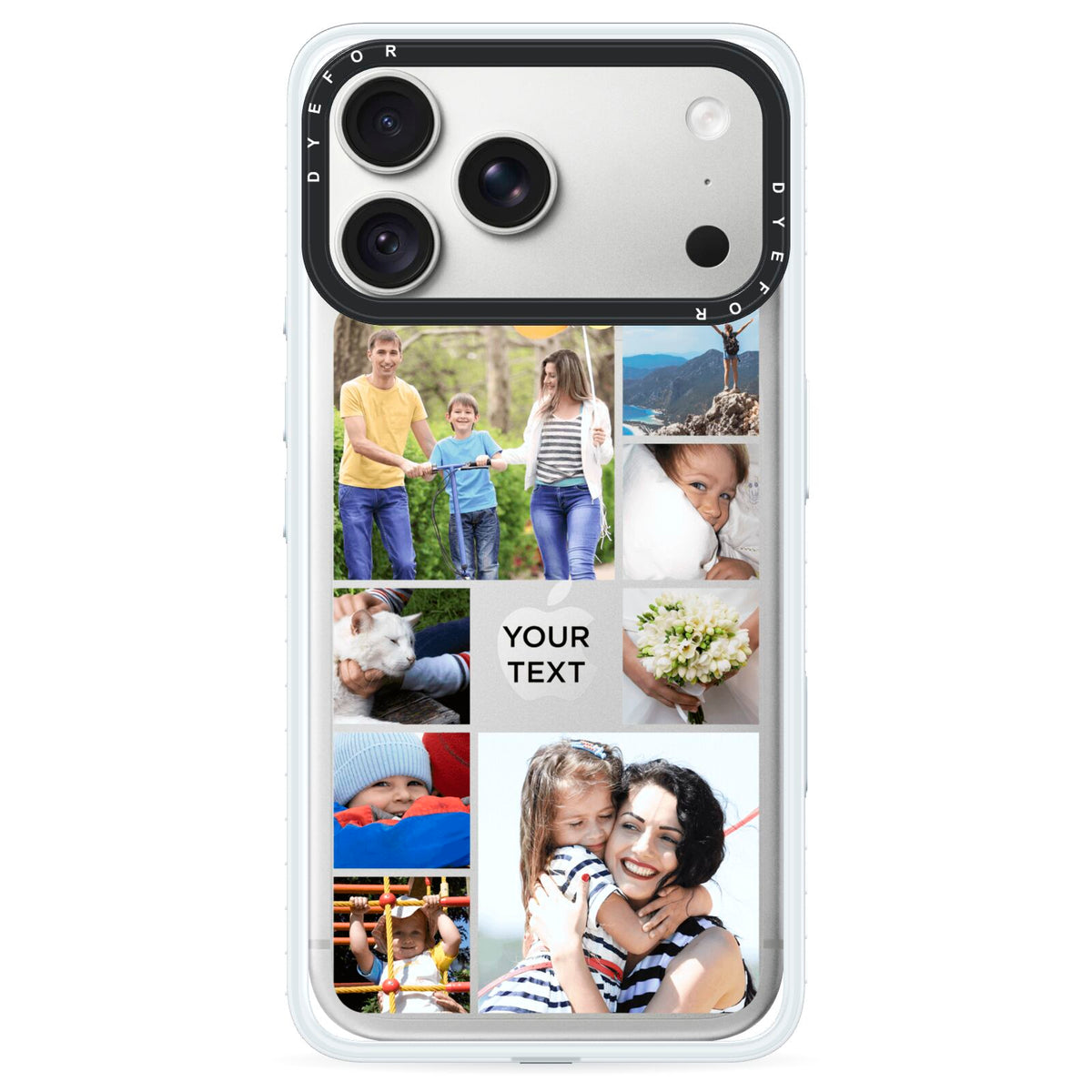 Personalised Photo Grid iPhone 18 Pro Black Impact Pre order Case on Silver phone