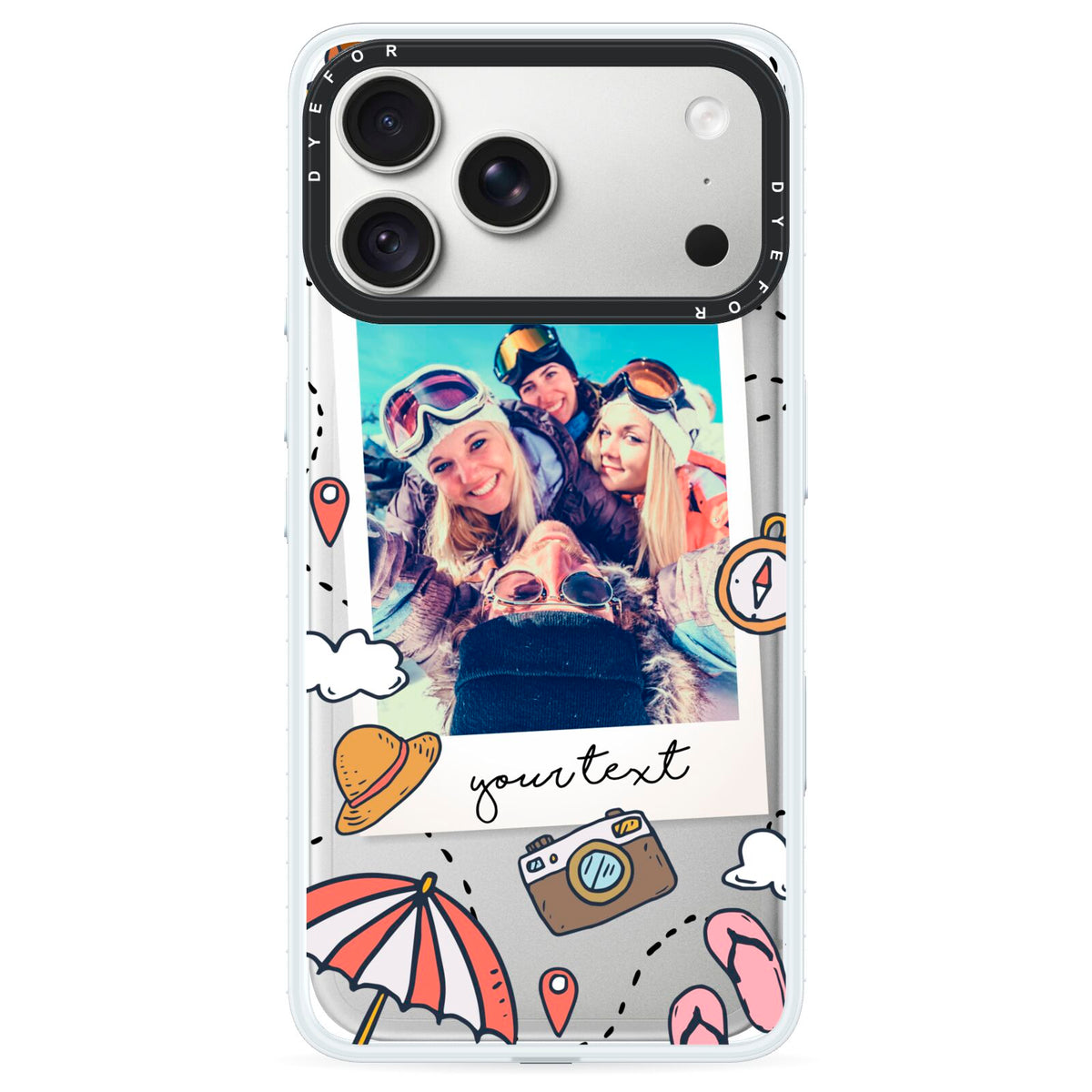 Personalised Photo Holiday iPhone 18 Pro Max Black Impact Pre order Case on Silver phone