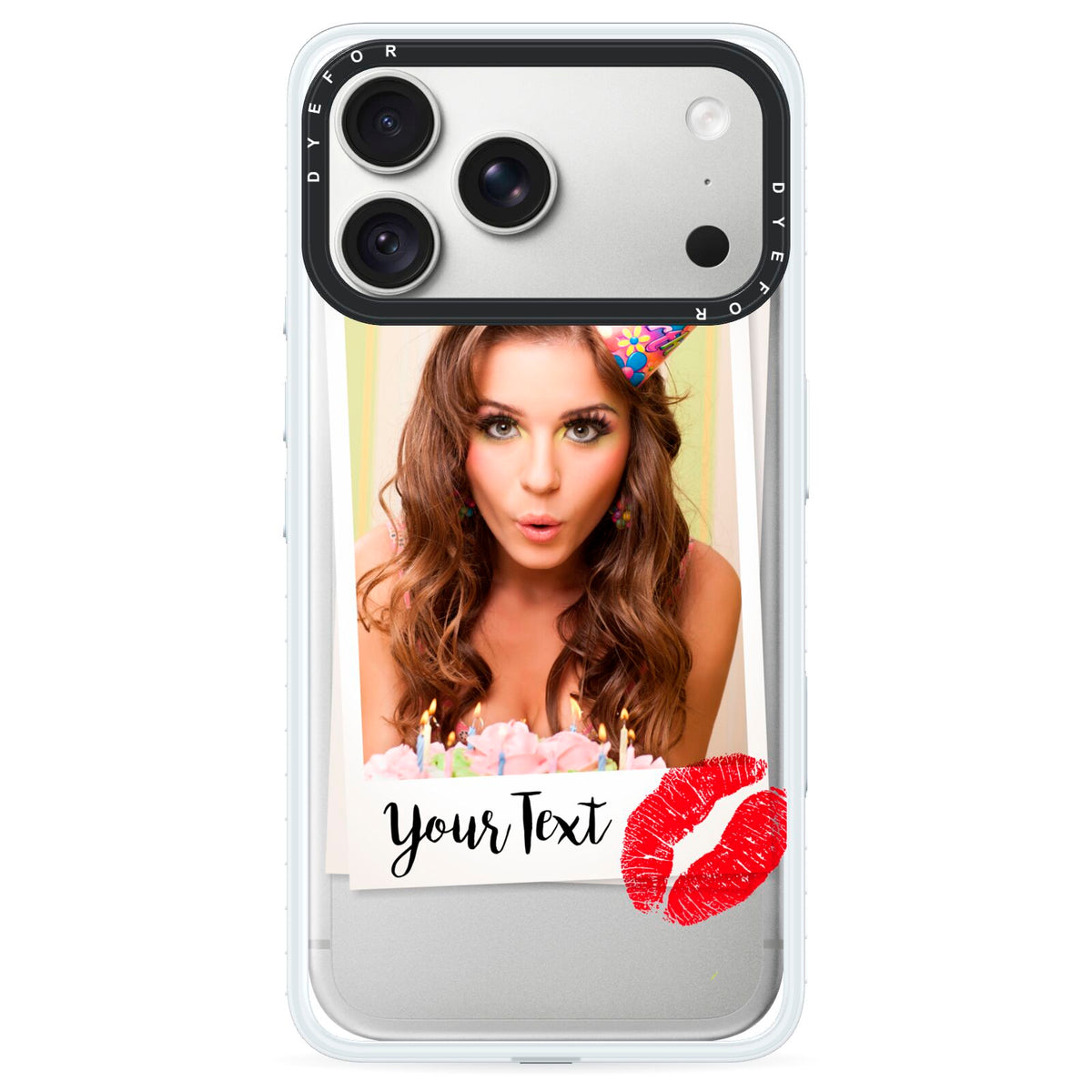 Personalised Photo Kiss iPhone 18 Pro Black Impact Pre order Case on Silver phone